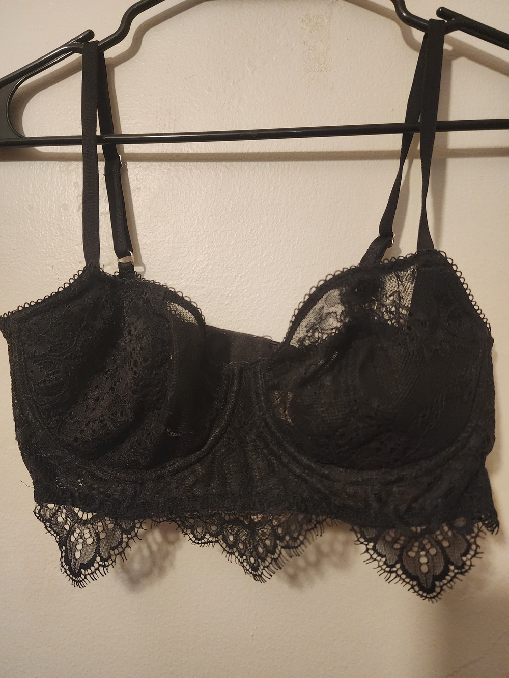 Victoria's Secret Black Lace Longline Underwire Bralette